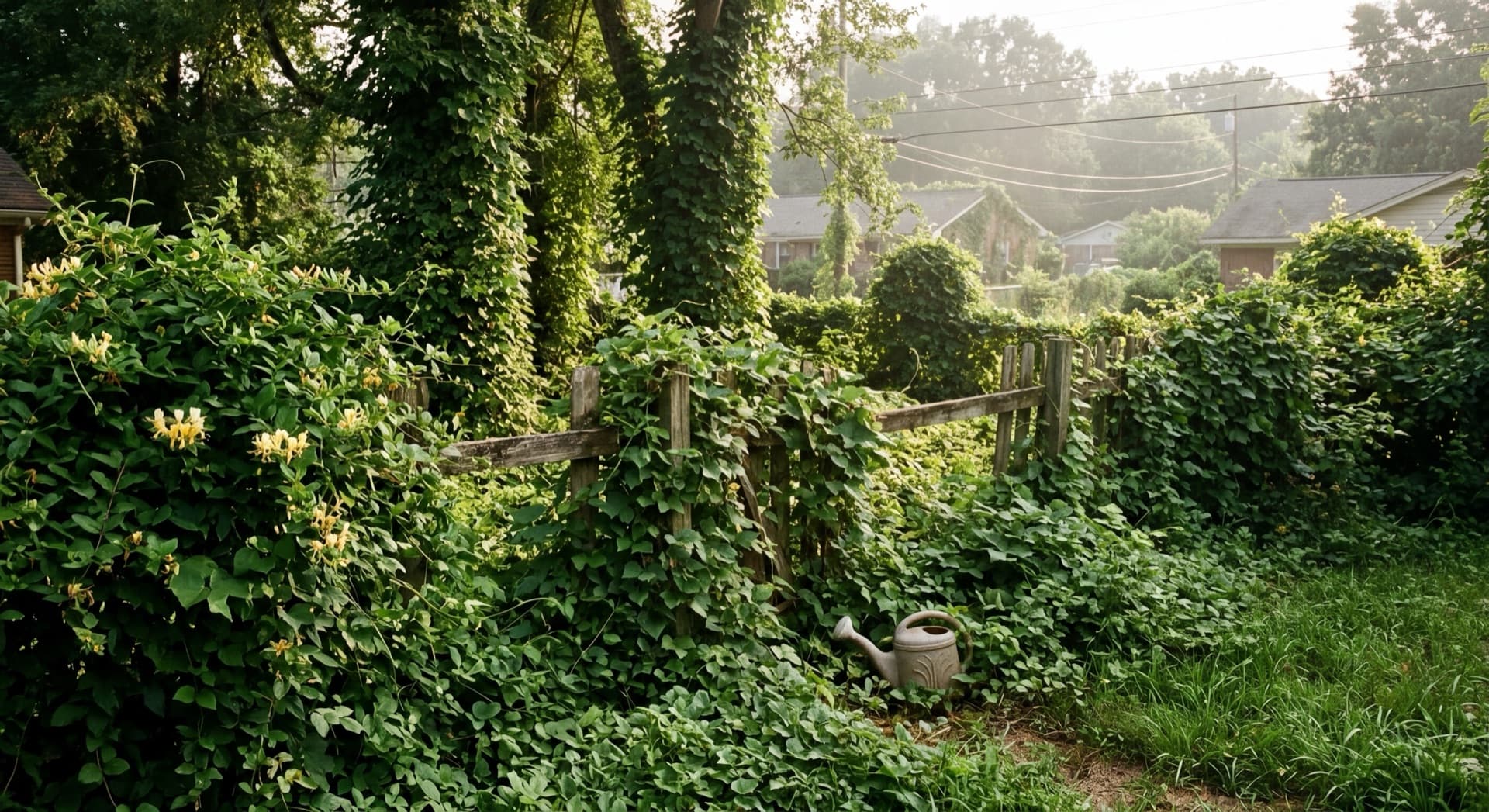 Overgrown kudzu-covered property in Huntsville before land clearing